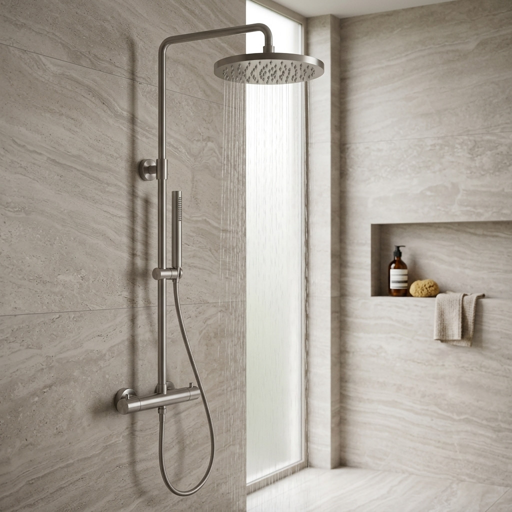 Aquanello Eterna Thermostatic Shower Column 30 cm Rain Shower Stainless Steel ET-S-SET10-6-02